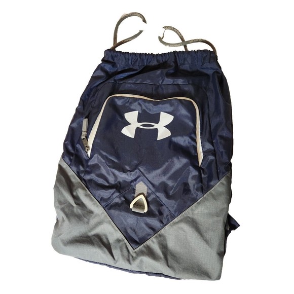 Under Armour‎ UA Undeniable SackPack Drawstring Backpack Navy Blue/Gray 19" Zips - Picture 1 of 7